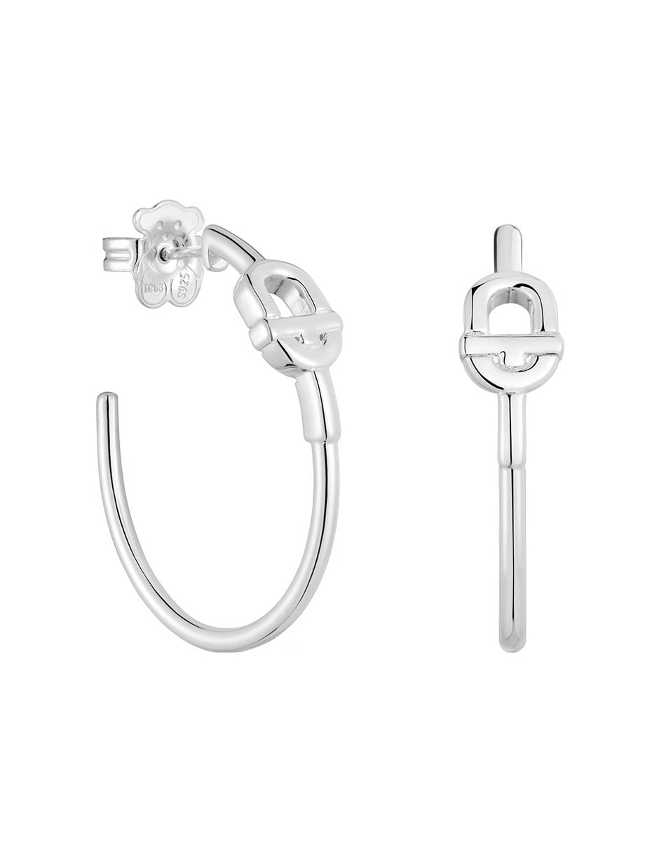 Aretes de aro redondos Manifesto de plata P 925 con acabado brillante
