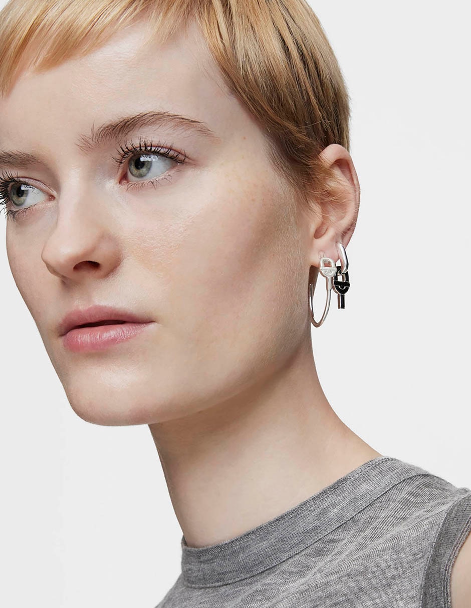 Aretes de aro redondos Manifesto de plata P 925 con acabado brillante 3