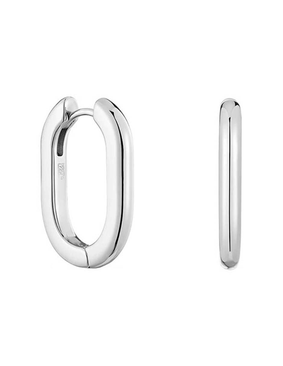 Aretes de aro circulares Basic de plata P 925 con acabado espejo 2