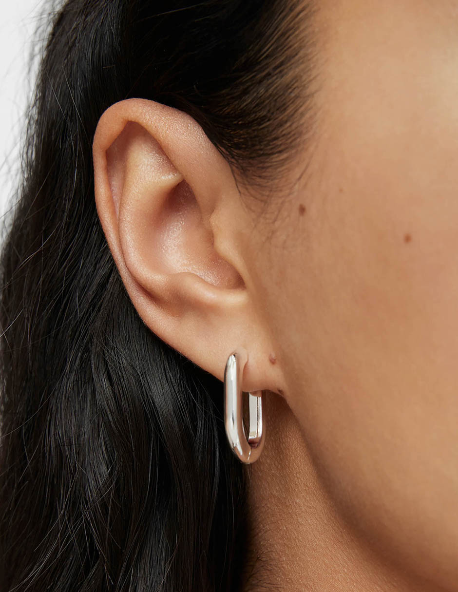 Aretes de aro circulares Basic de plata P 925 con acabado espejo 4