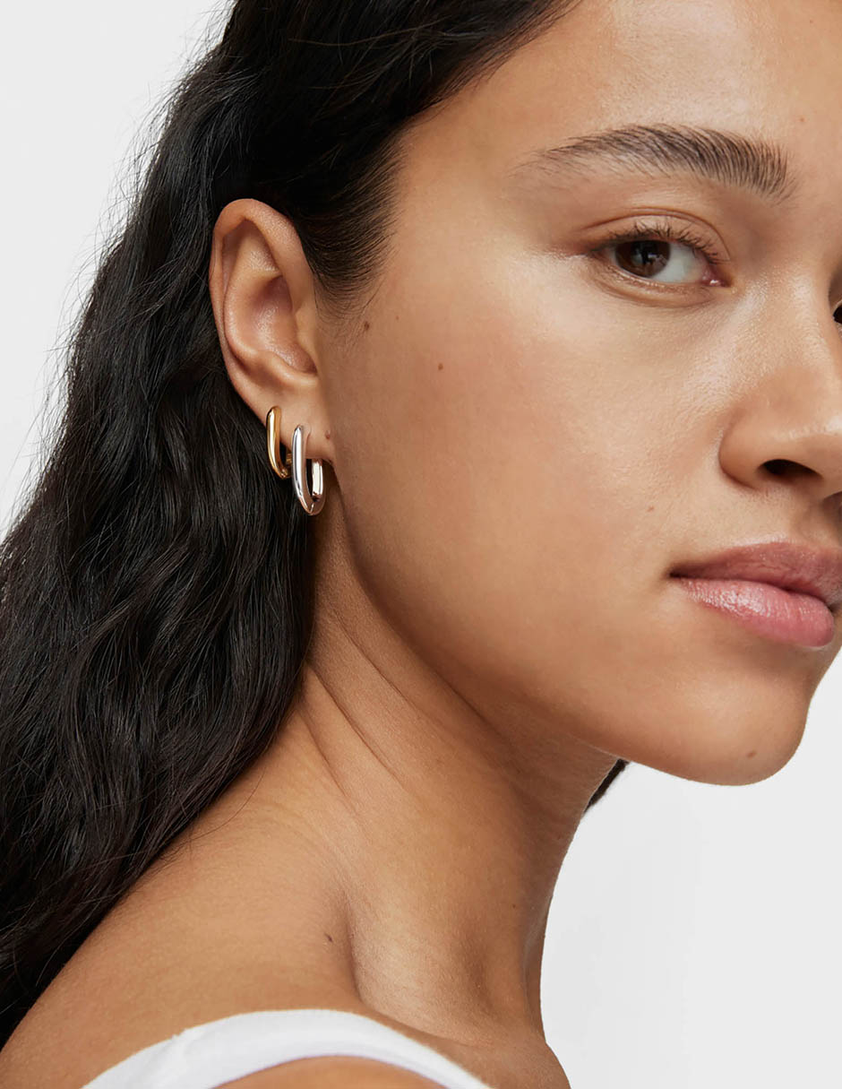 Aretes de aro circulares Basic de plata P 925 con acabado espejo 5