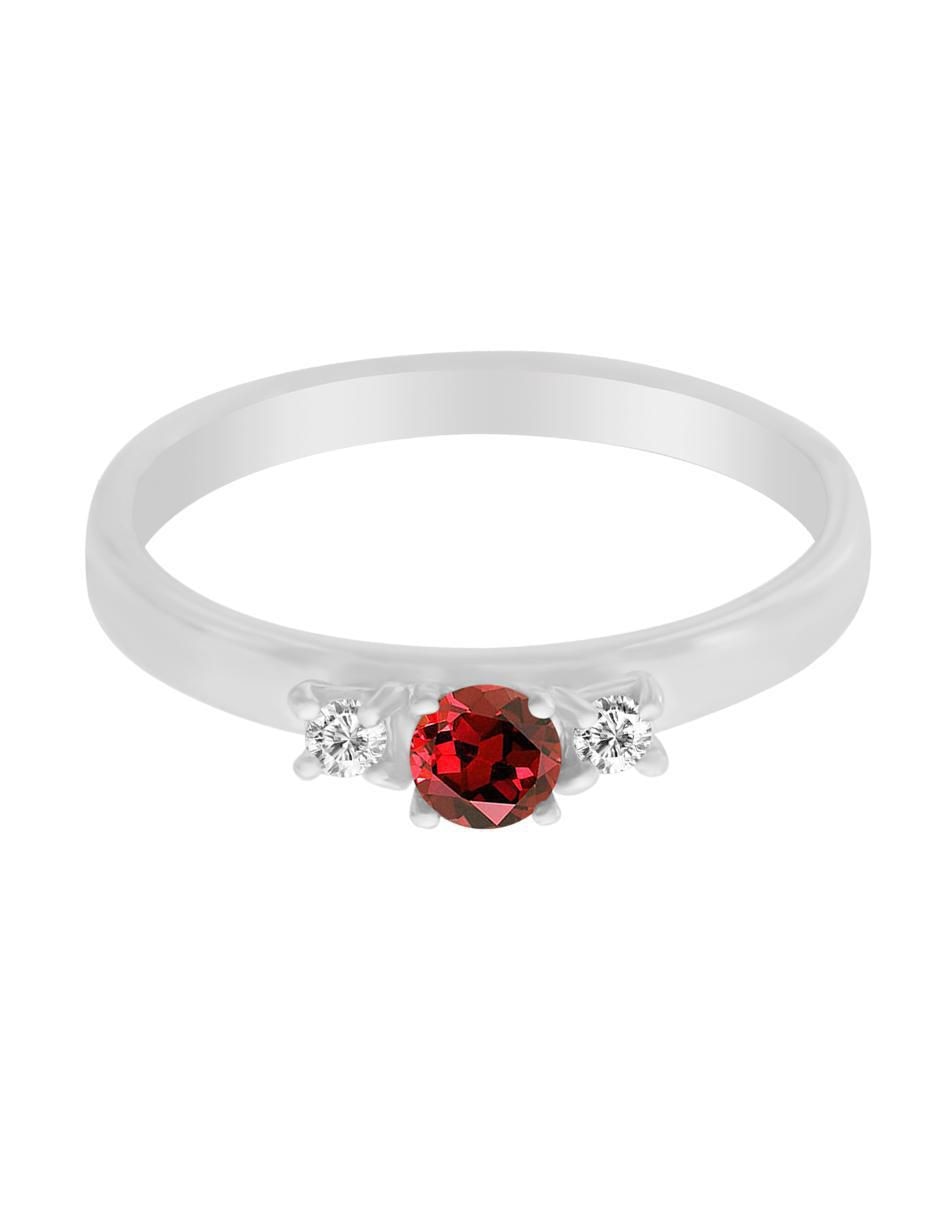 Anillo Lin 14 k de oro blanco rubí y diamante brillante