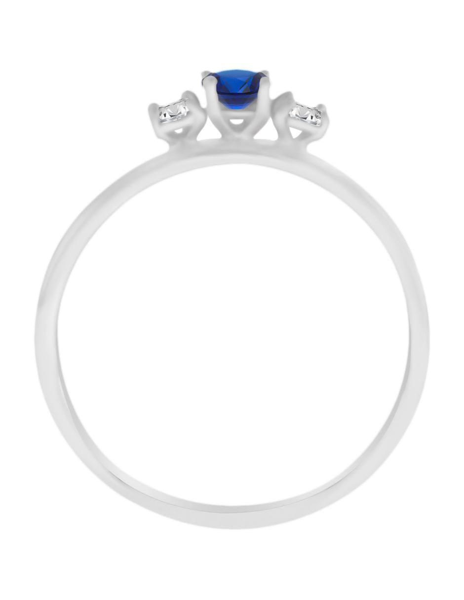 Anillo Lin 14 k de oro blanco zafiro y diamante brillante 2