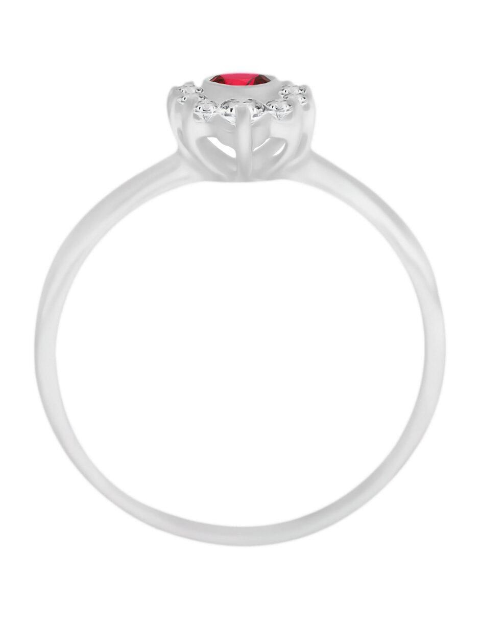 Anillo Finea 14 k de oro blanco rubí y diamante brillante 2