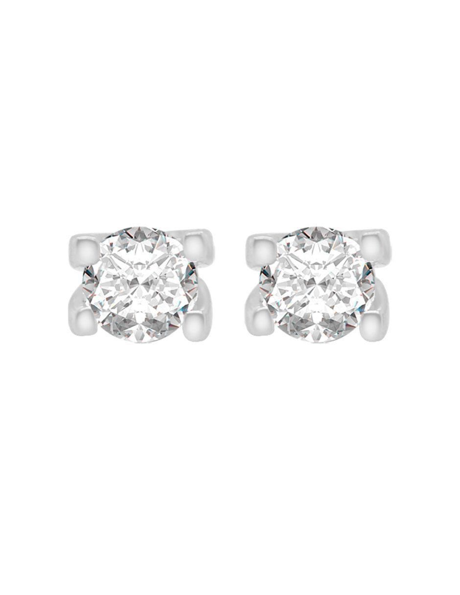 Aretes largos Fascinare de oro blanco 14 k diamante