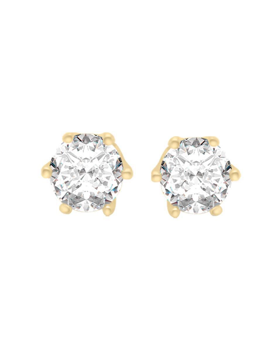 Broqueles redondos Serena de oro con acabado brillante diamante