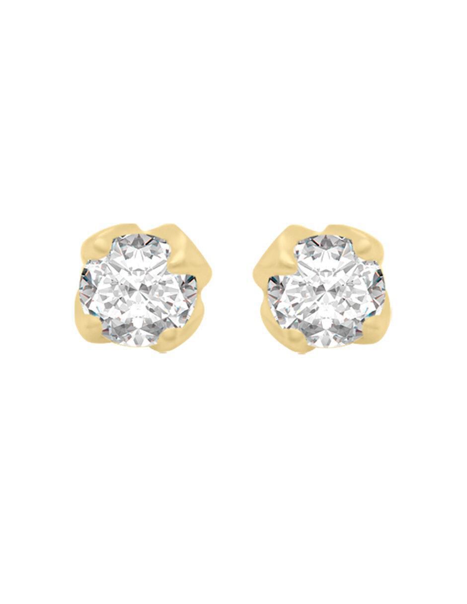 Broqueles redondos Jena de oro con acabado brillante diamante