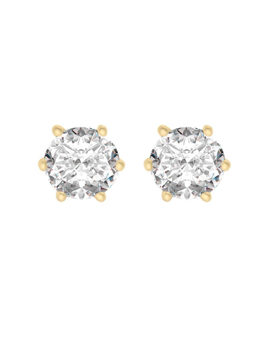Broqueles redondos Blair de oro con acabado brillante diamante