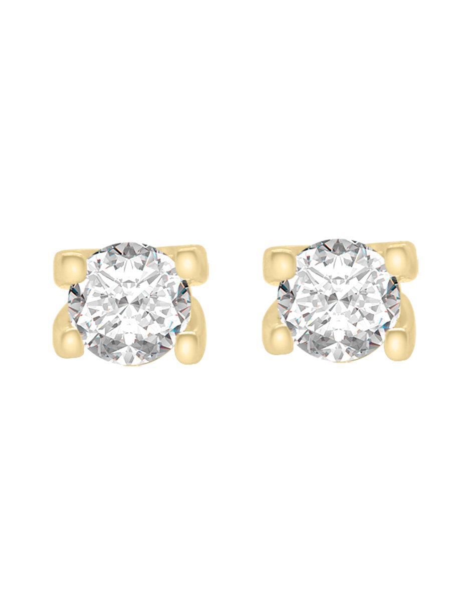 Broqueles redondos Chloe de oro con acabado brillante diamante