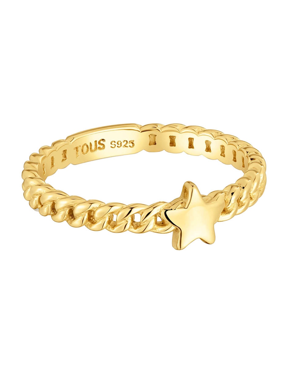 Anillo Bold Motif Estrella de plata P 925 con acabado baño de oro 2