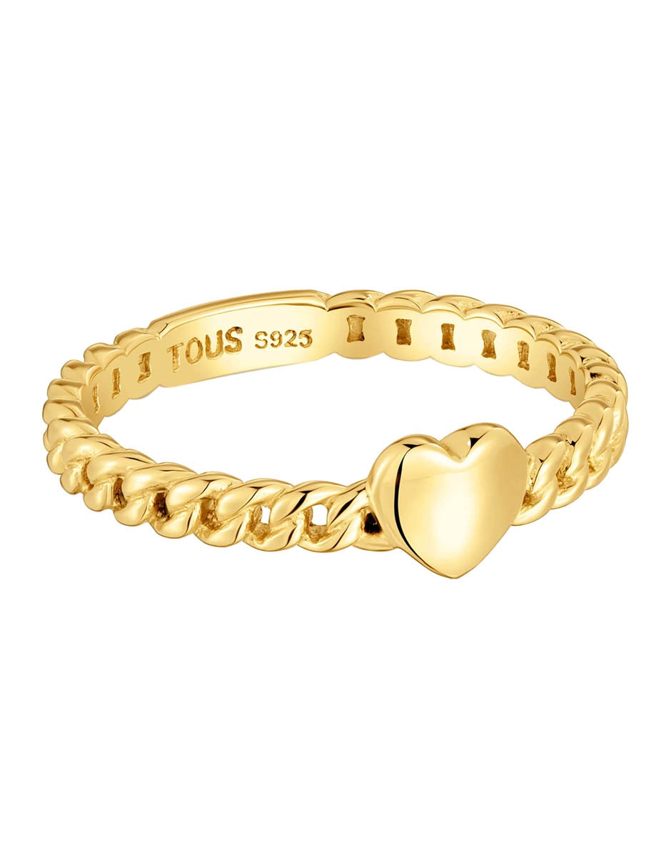 Anillo de corazón Bold motif de plata P 925 con acabado baño de oro 2
