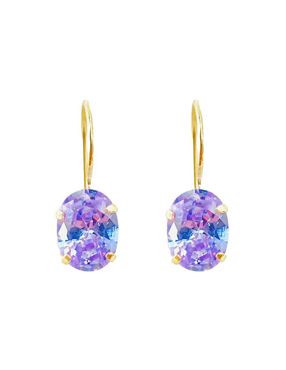 Aretes ovalados de oro con acabado brillante zirconia Aretes ovalados de oro con acabado brillante zirconia
