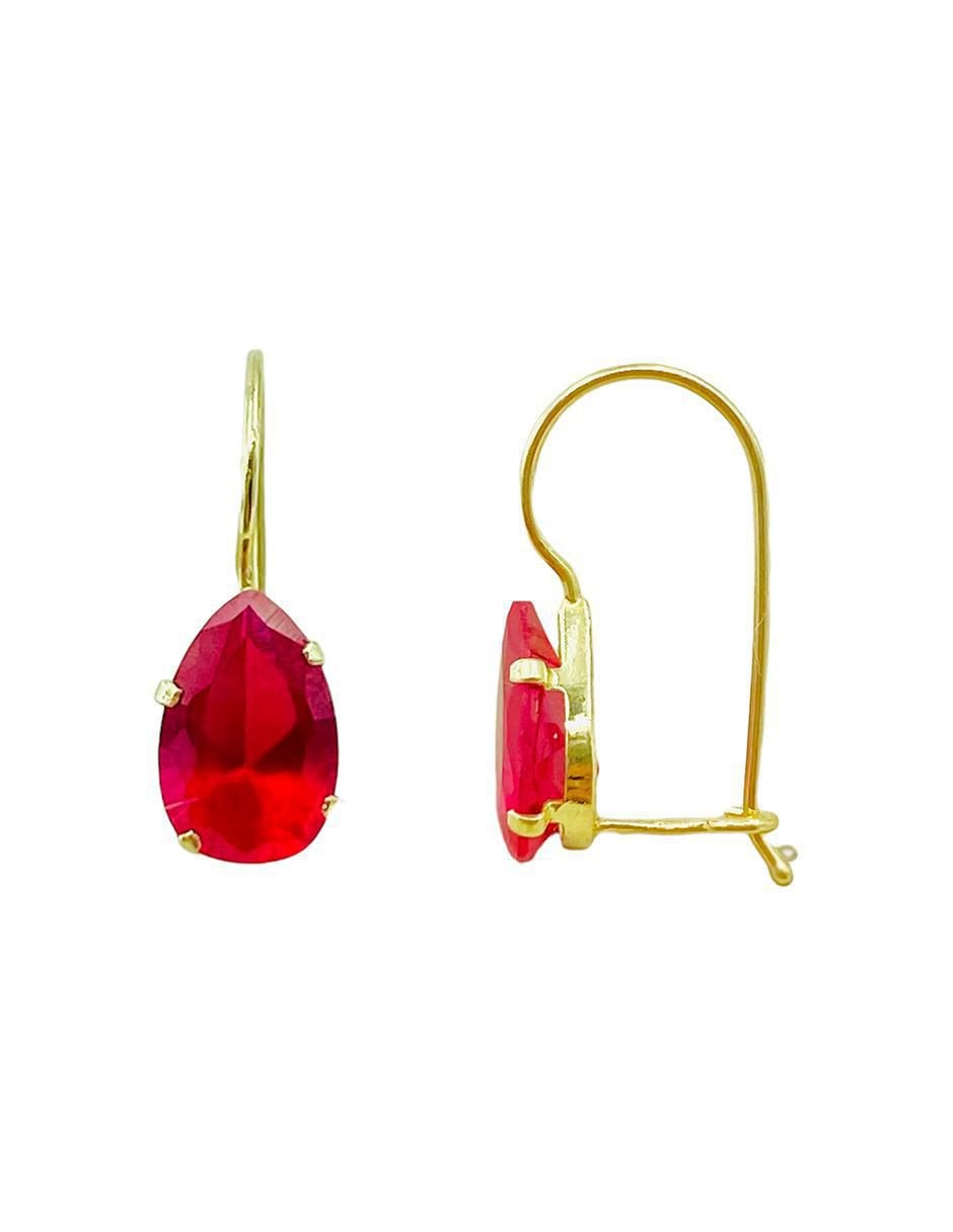 Aretes de gota de oro con acabado brillante zirconia 2