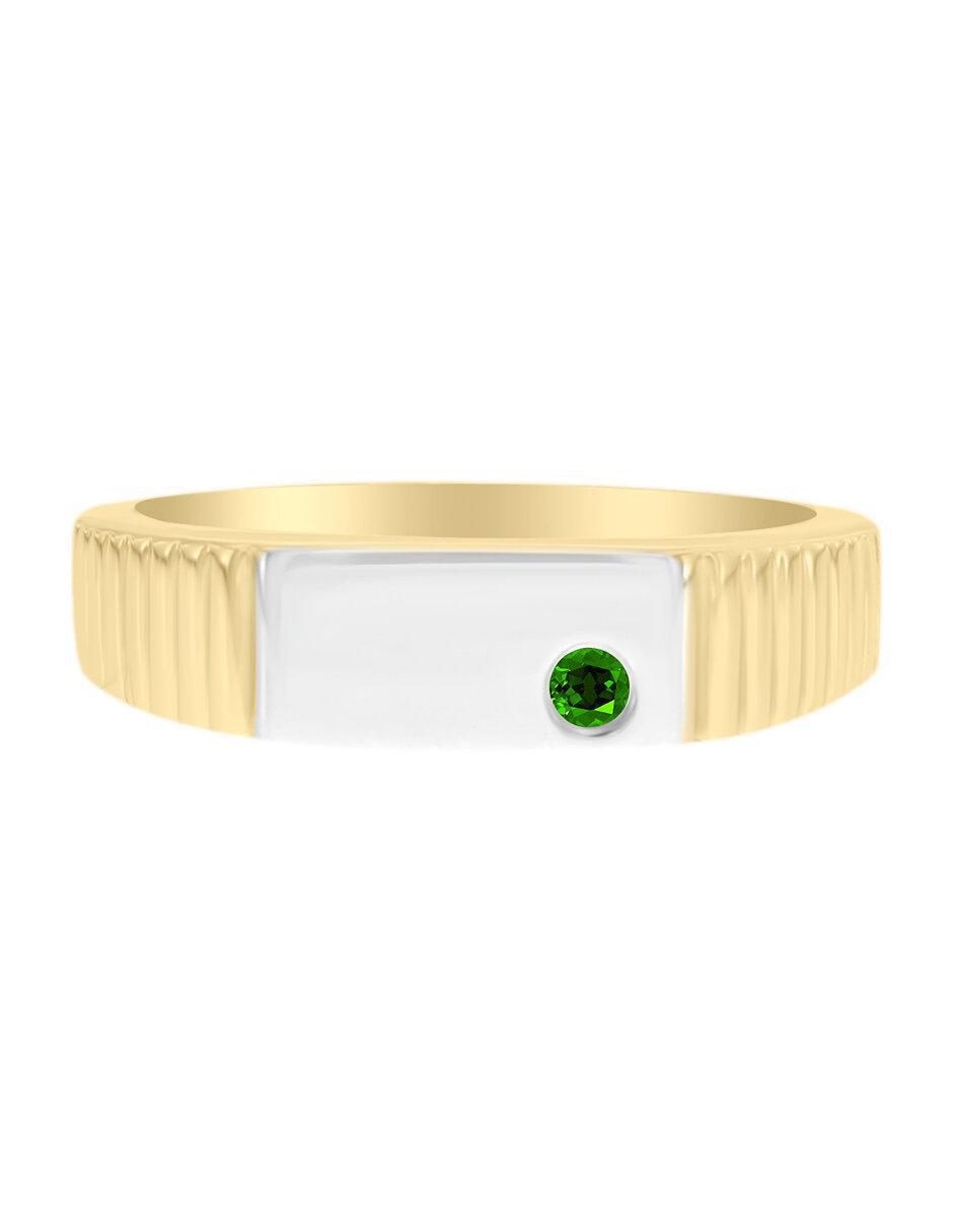 Anillo Jesus 14 k de oro amarillo esmeralda brillante