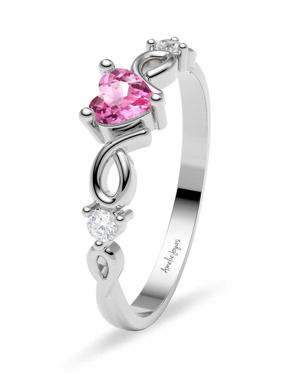 Anillo de compromiso de oro 14 k zafiro 2