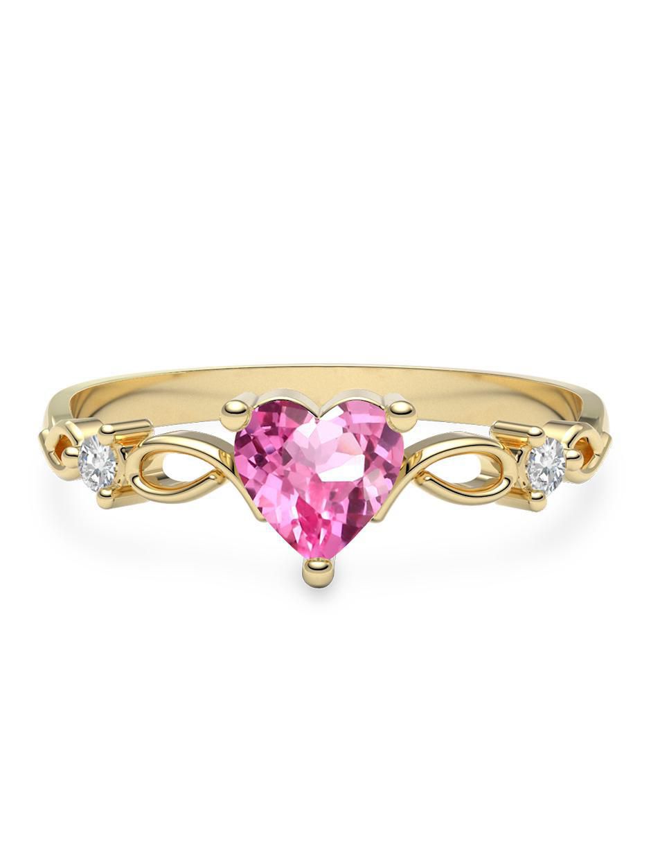 Anillo de compromiso de oro 14 k zafiro
