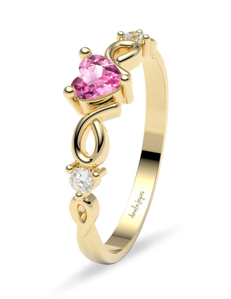 Anillo de compromiso "de" oro 14 k amelie joyas zafiro
