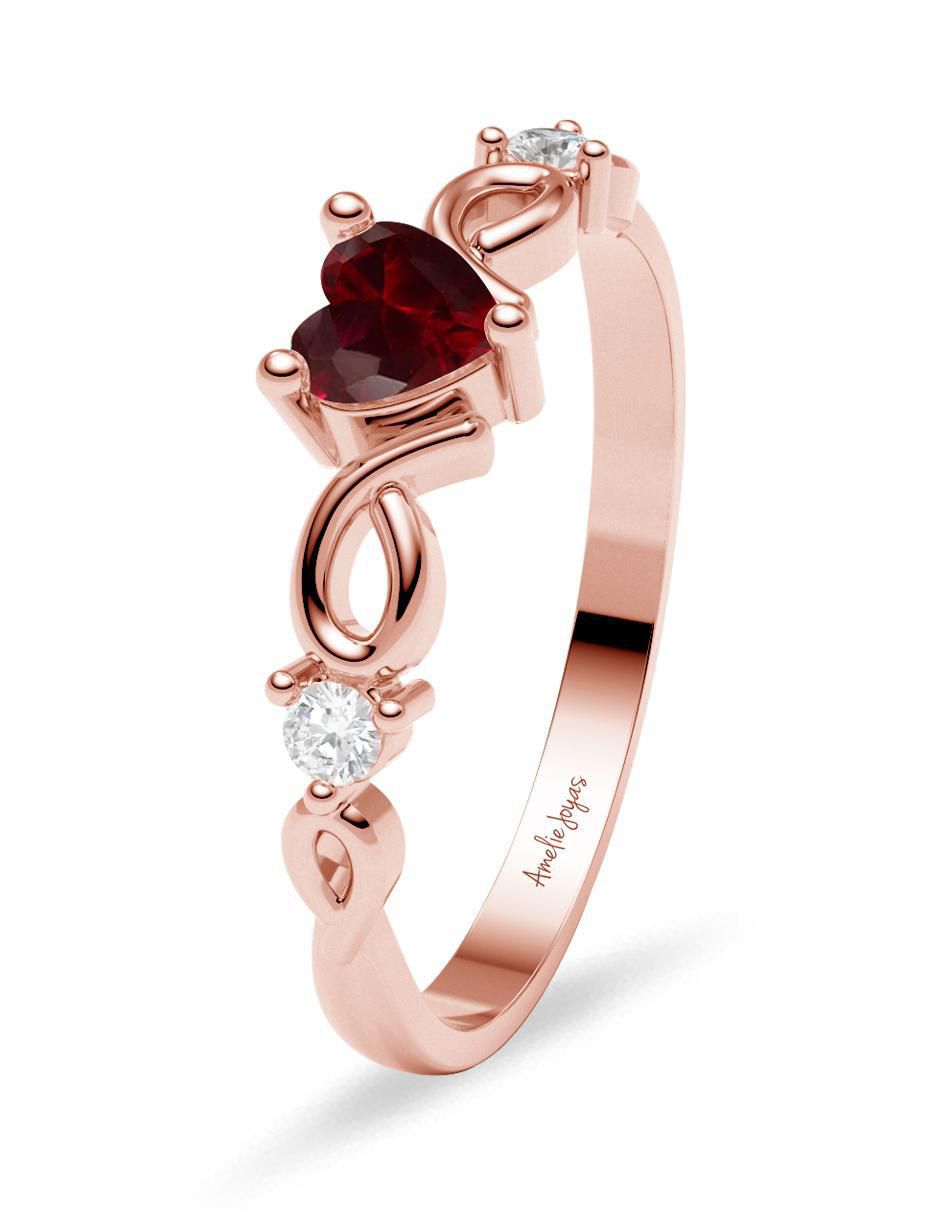 Anillo de compromiso de oro 14 k rubí 2