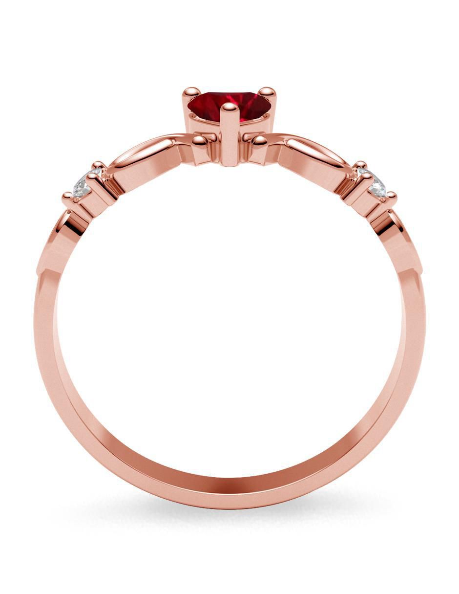 Anillo de compromiso de oro 14 k rubí 3