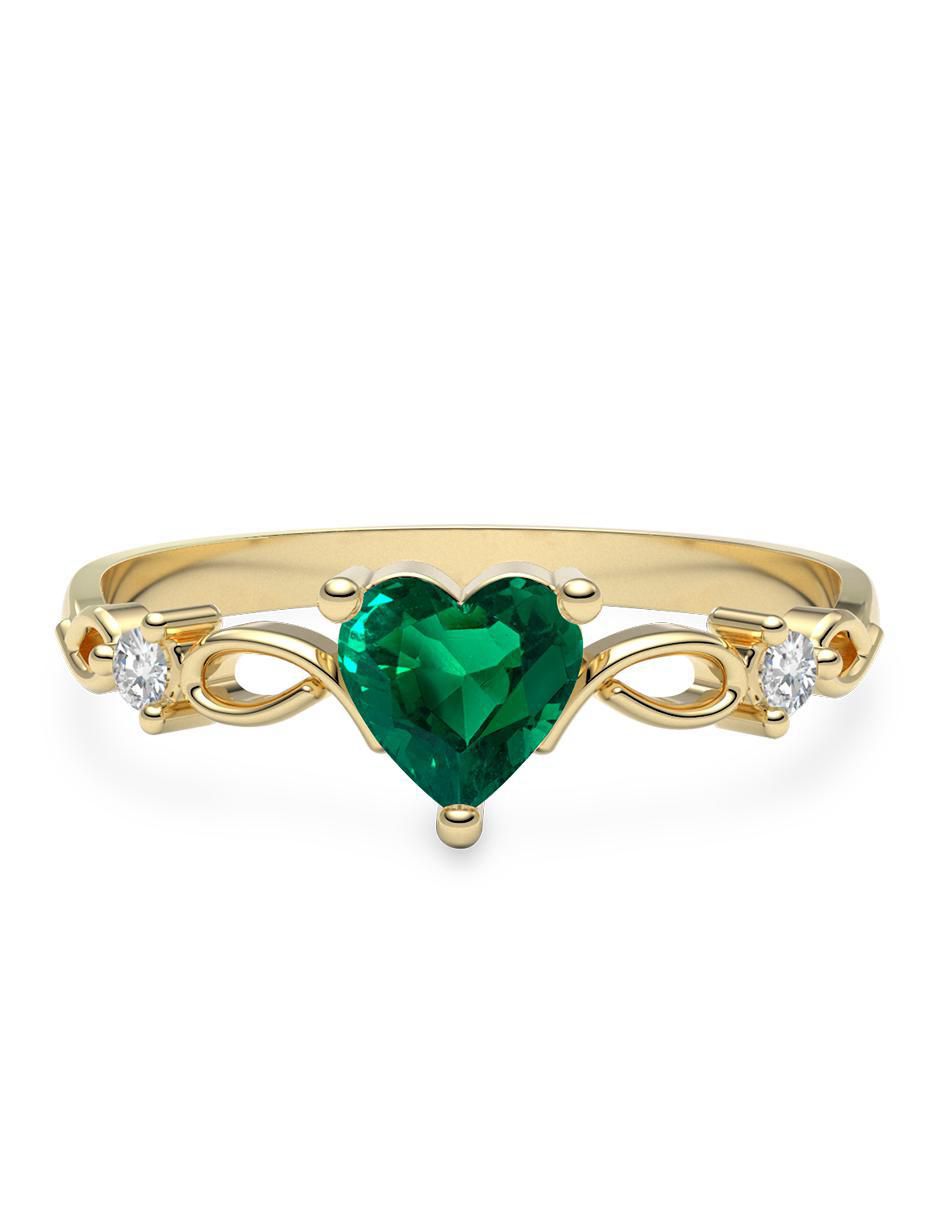 Anillo de compromiso de oro 14 k esmeralda