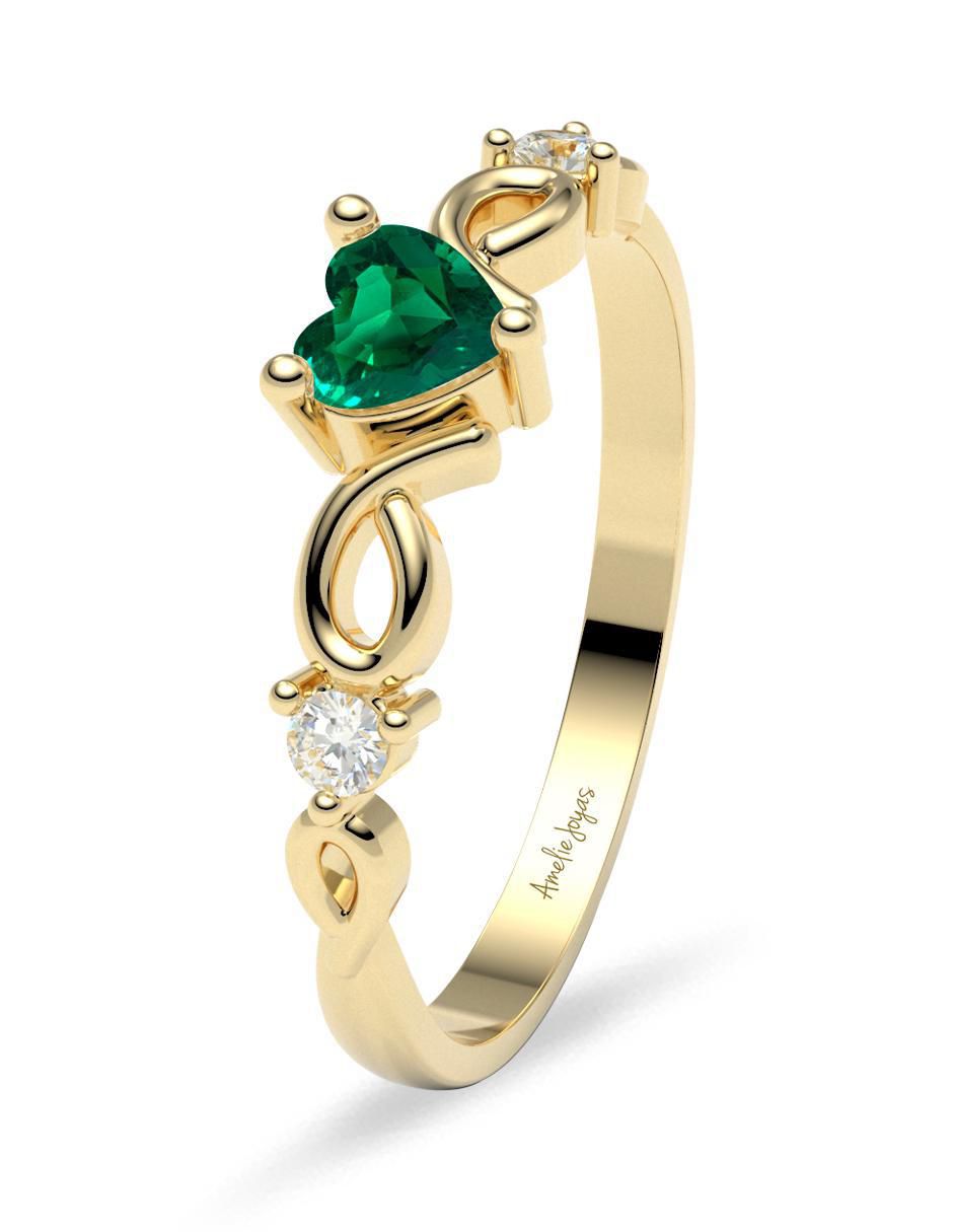 Anillo de compromiso "de" oro 14 k amelie joyas esmeralda