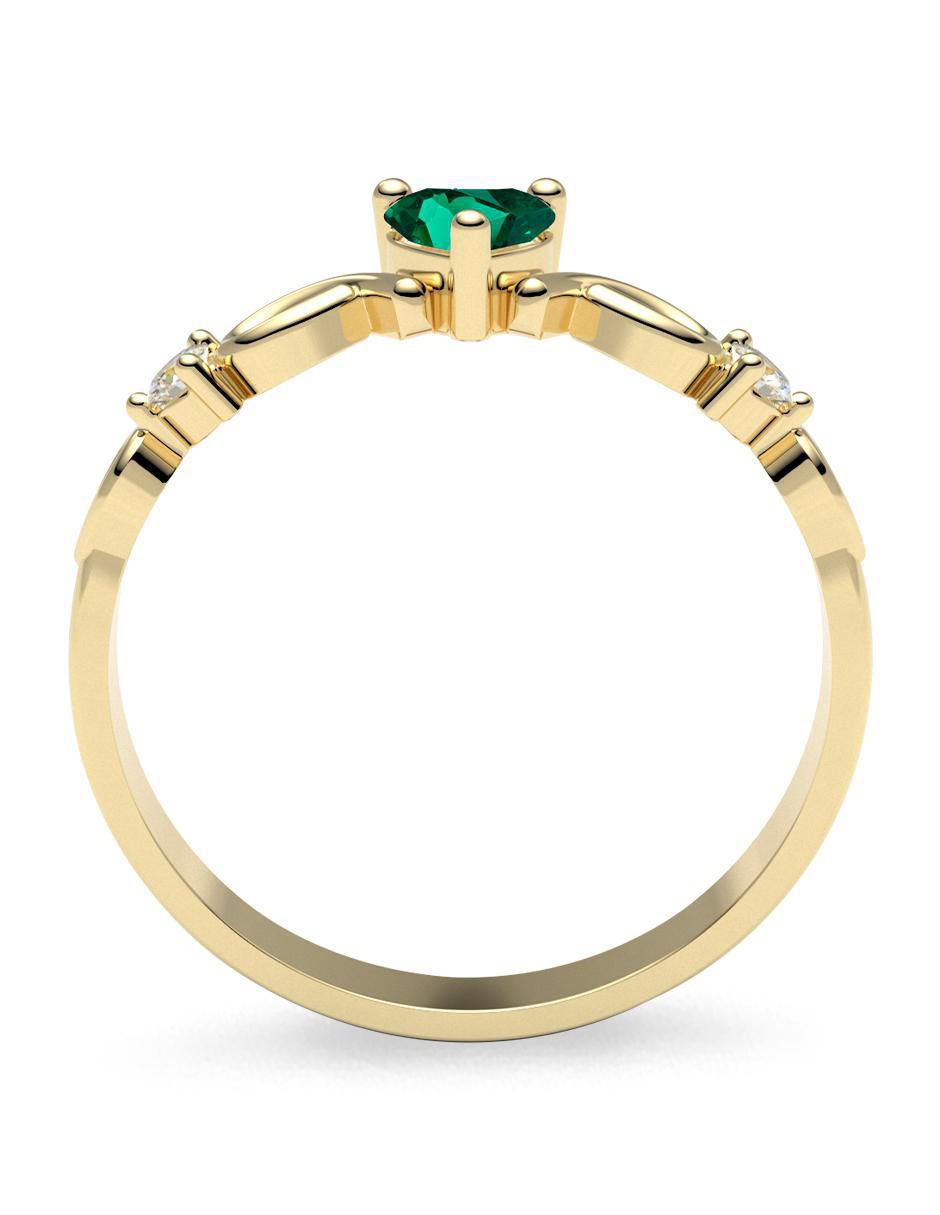 Anillo de compromiso "de" oro 14 k amelie joyas esmeralda