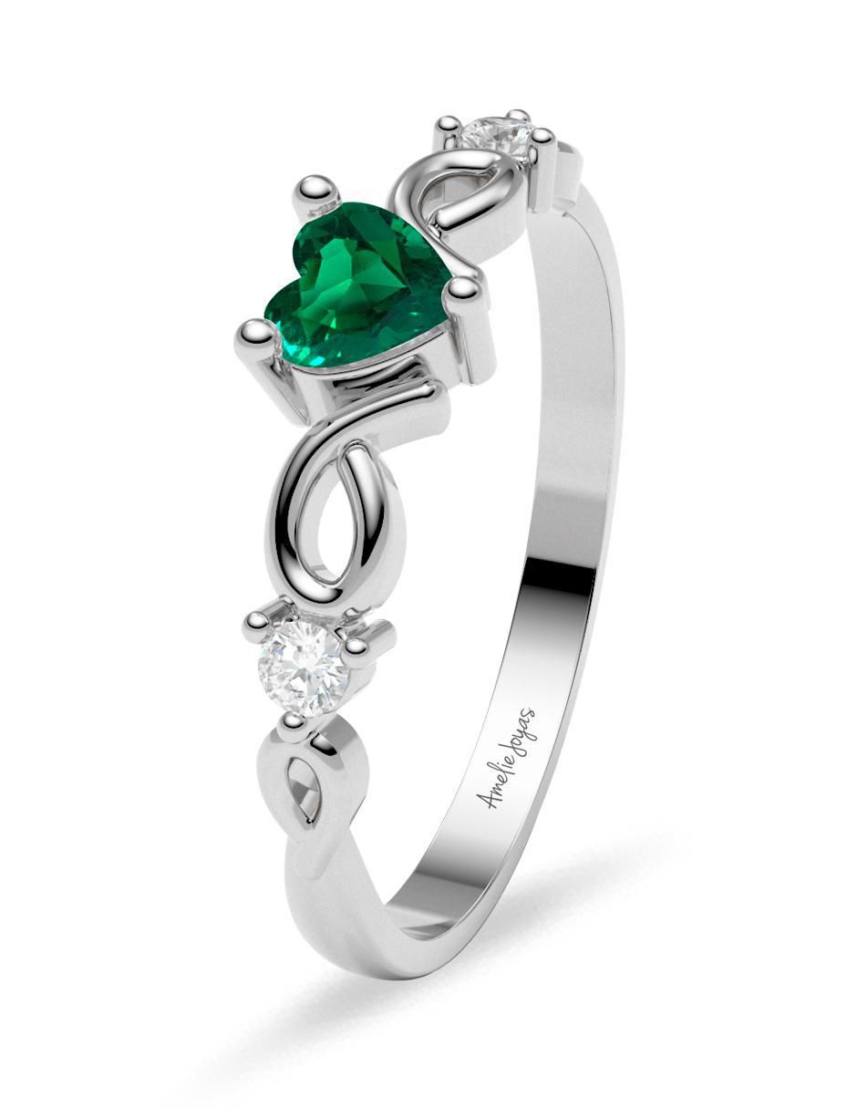 Anillo de compromiso de oro 14 k esmeralda 2
