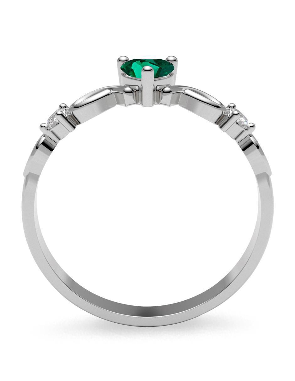 Anillo de compromiso de oro 14 k esmeralda 3