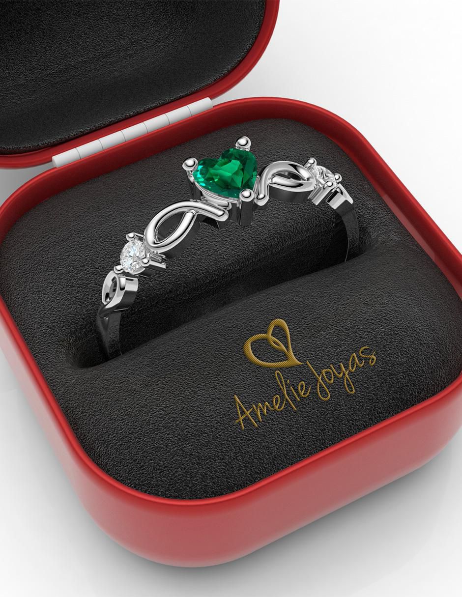 Anillo de compromiso de oro 14 k esmeralda 4