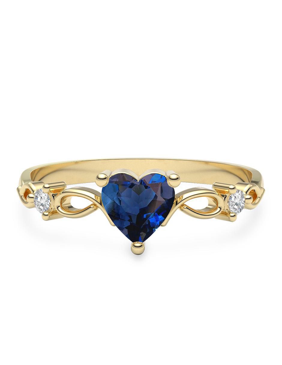 Anillo de compromiso de oro 14 k zafiro