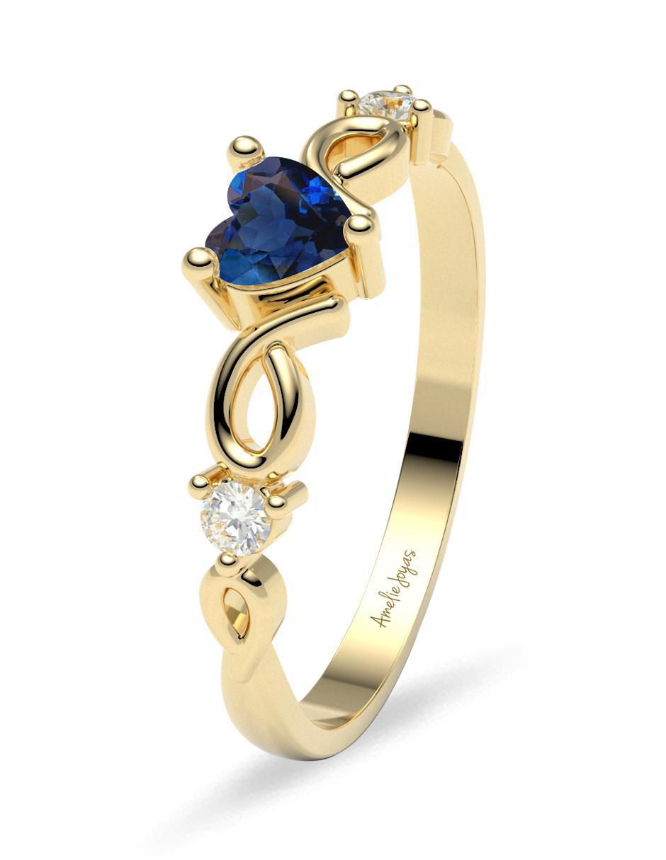 Anillo de compromiso "de" oro 14 k amelie joyas zafiro