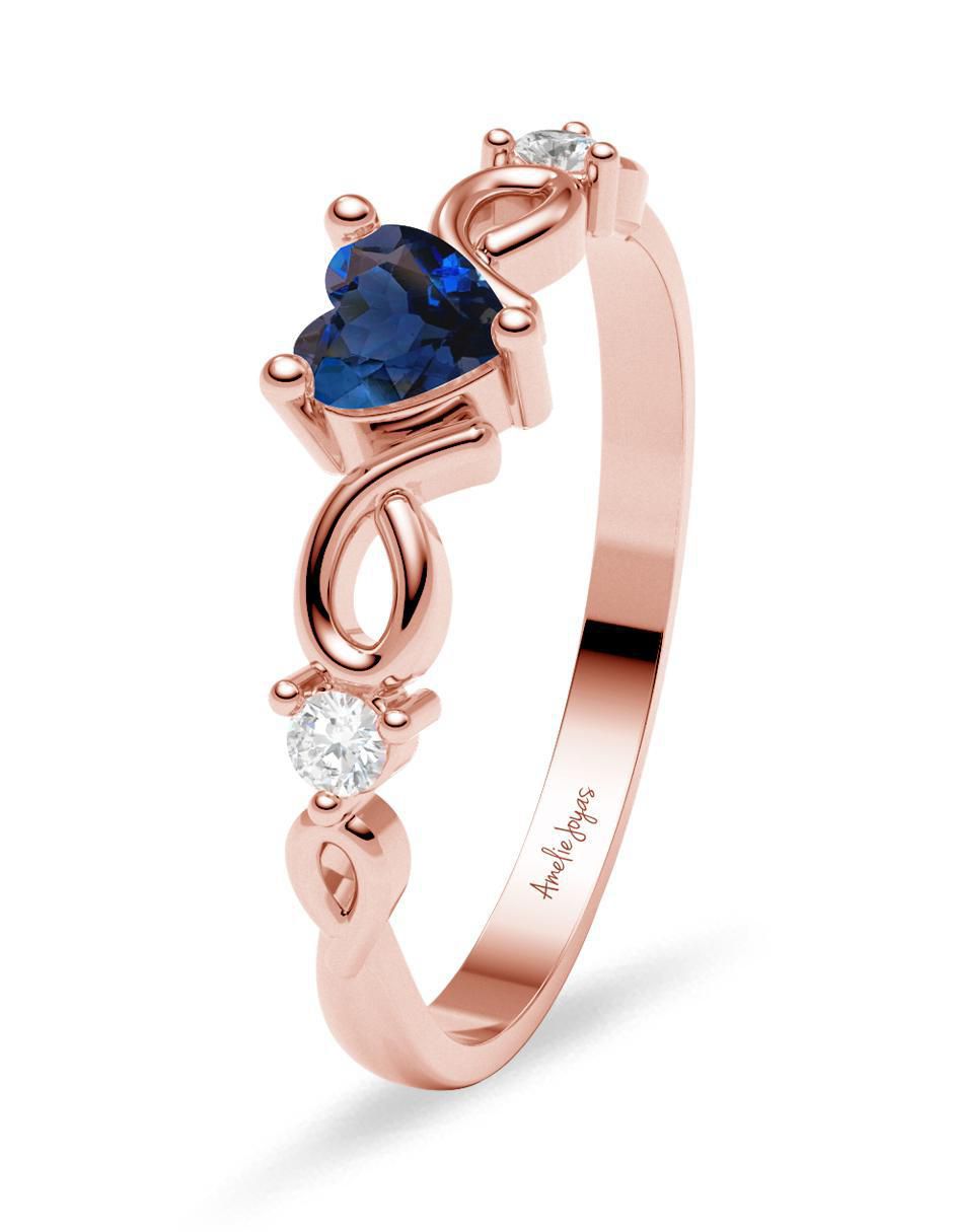 Anillo de compromiso de oro 14 k zafiro 2