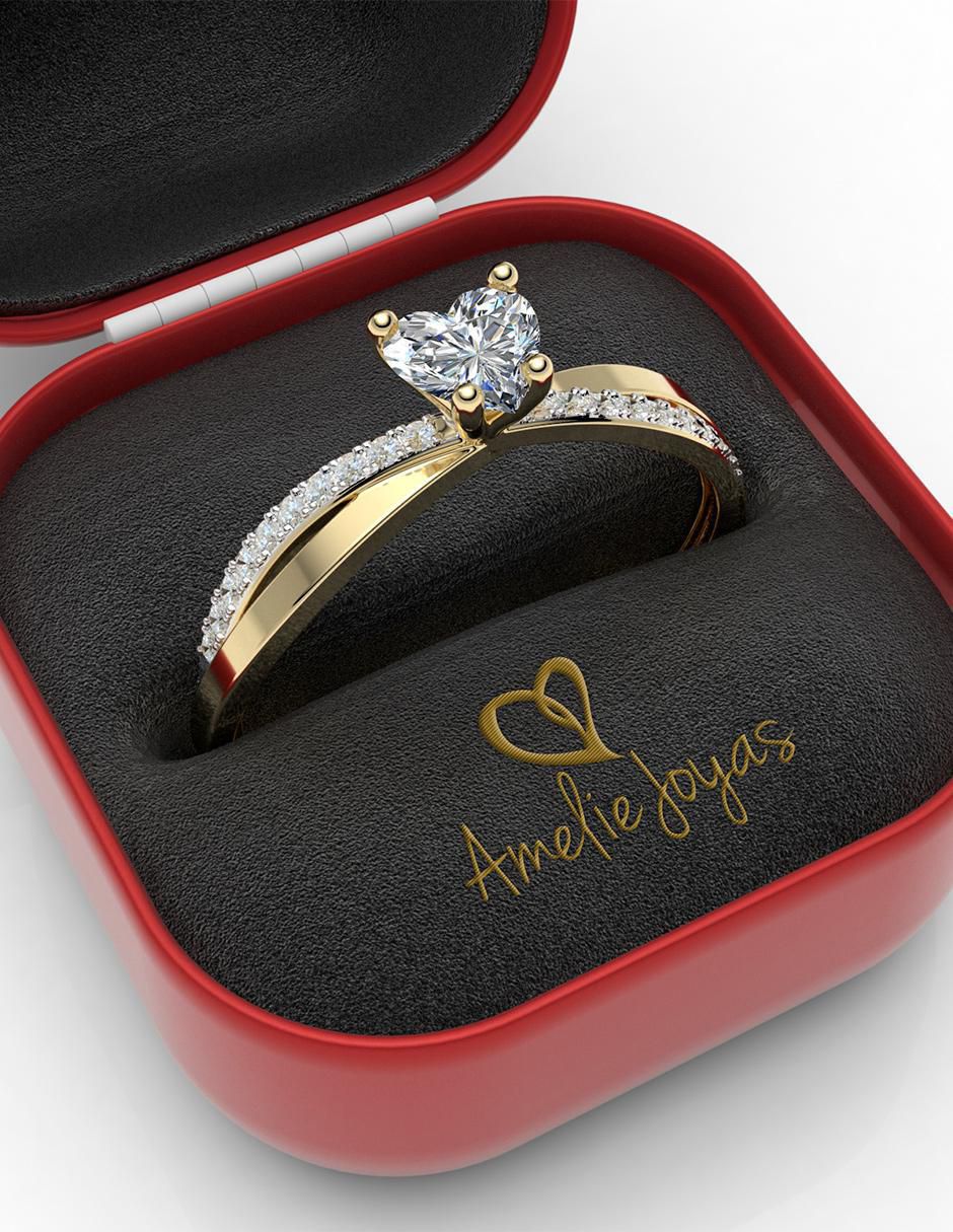Anillo de compromiso "de" oro 14 k amelie joyas zirconia