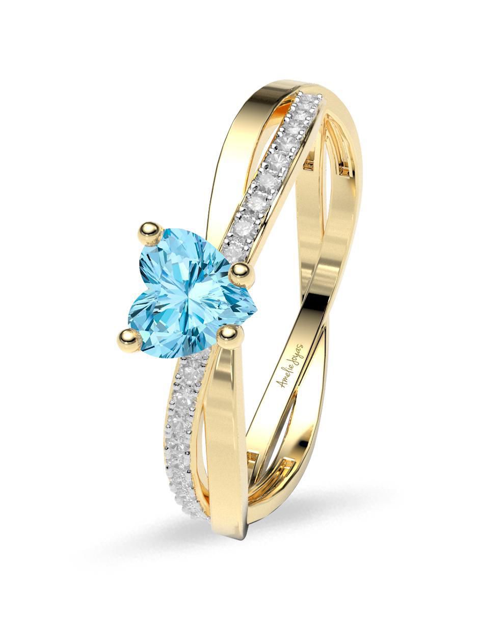 Anillo de compromiso "de" oro 14 k amelie joyas zirconia