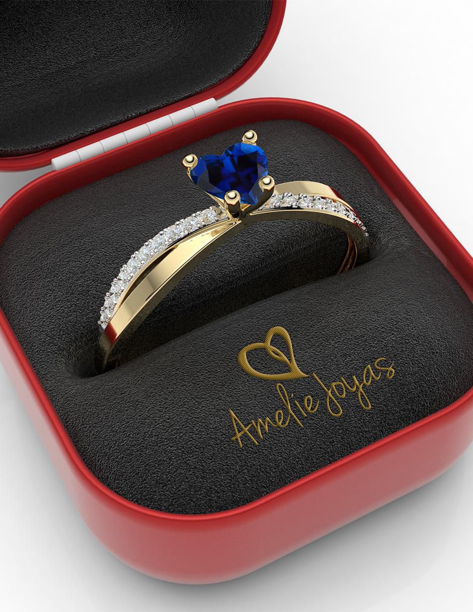 Anillo de compromiso "de" oro 14 k amelie joyas zirconia
