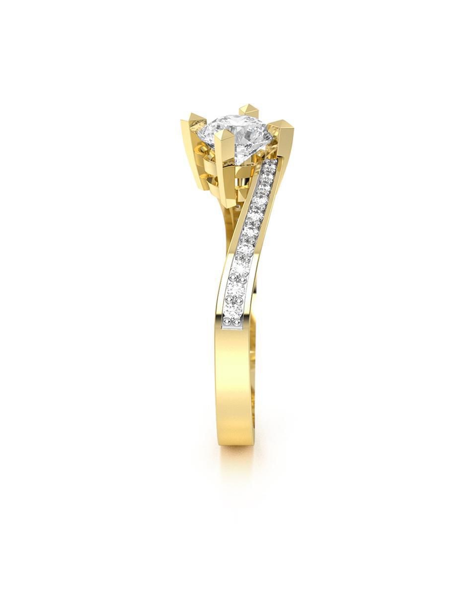 Anillo de compromiso "de" oro 14 k abba joyas sin familia zirconia