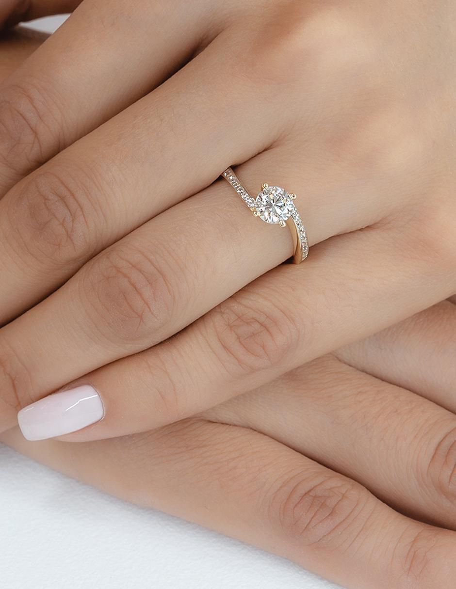 Anillo de compromiso "de" oro 14 k abba joyas sin familia zirconia