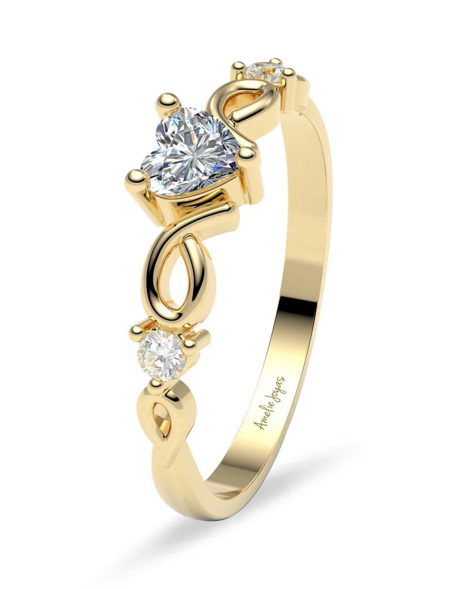 Anillo de compromiso "de" oro 14 k amelie joyas zirconia