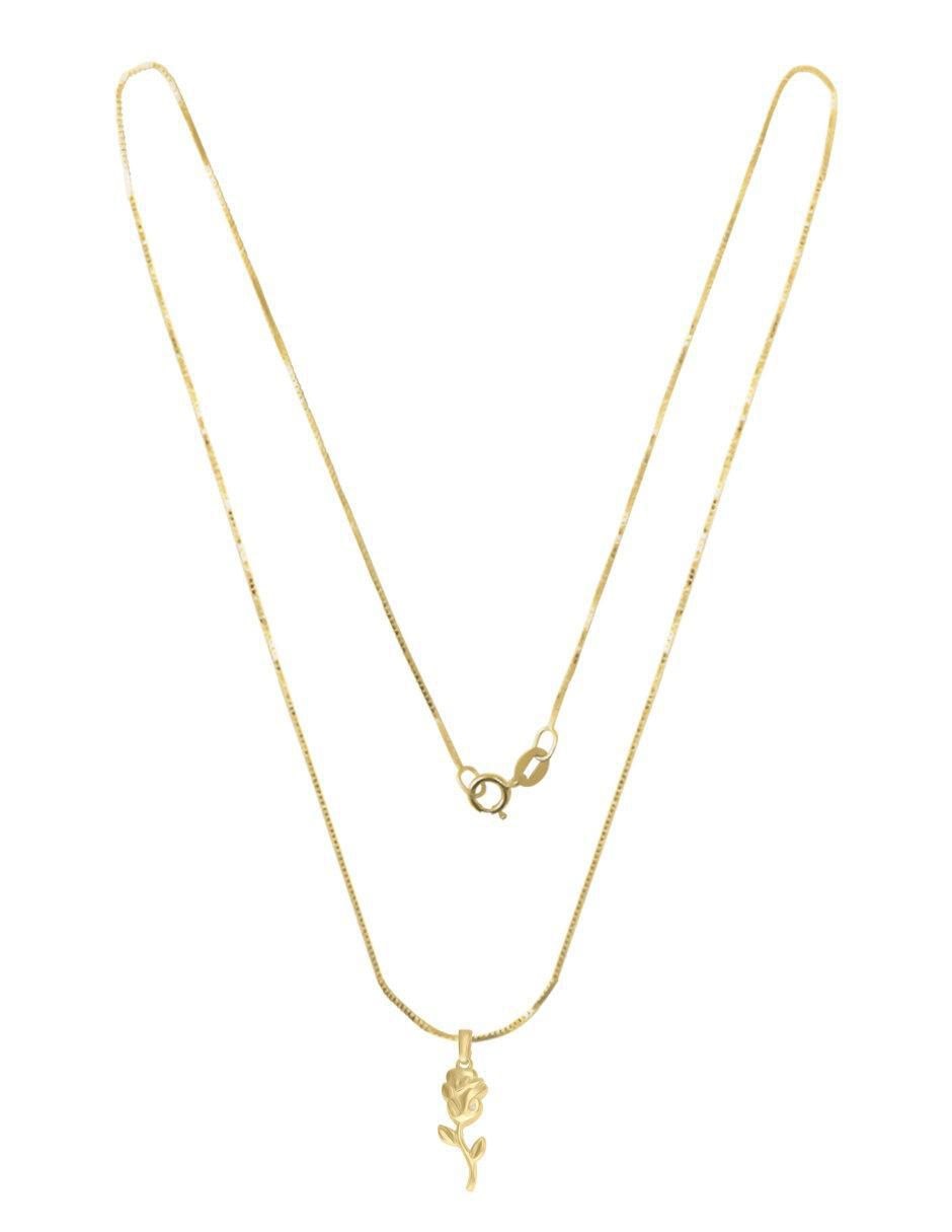 Colgante Y Dije de flor rosa baccara de oro amarillo 14 K 2