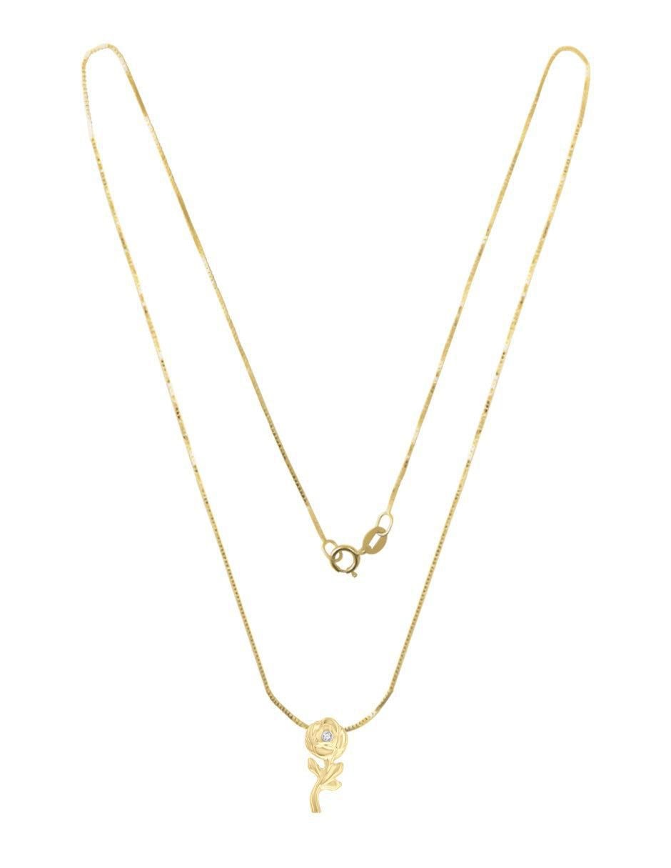 Colgante Y Dije de flor rosa centifolia de oro amarillo 14 K 2