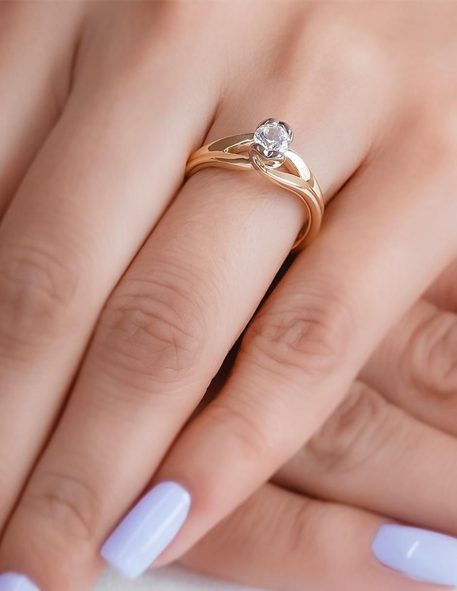 Anillo de compromiso "de" oro 14 k abba joyas sin familia zirconia