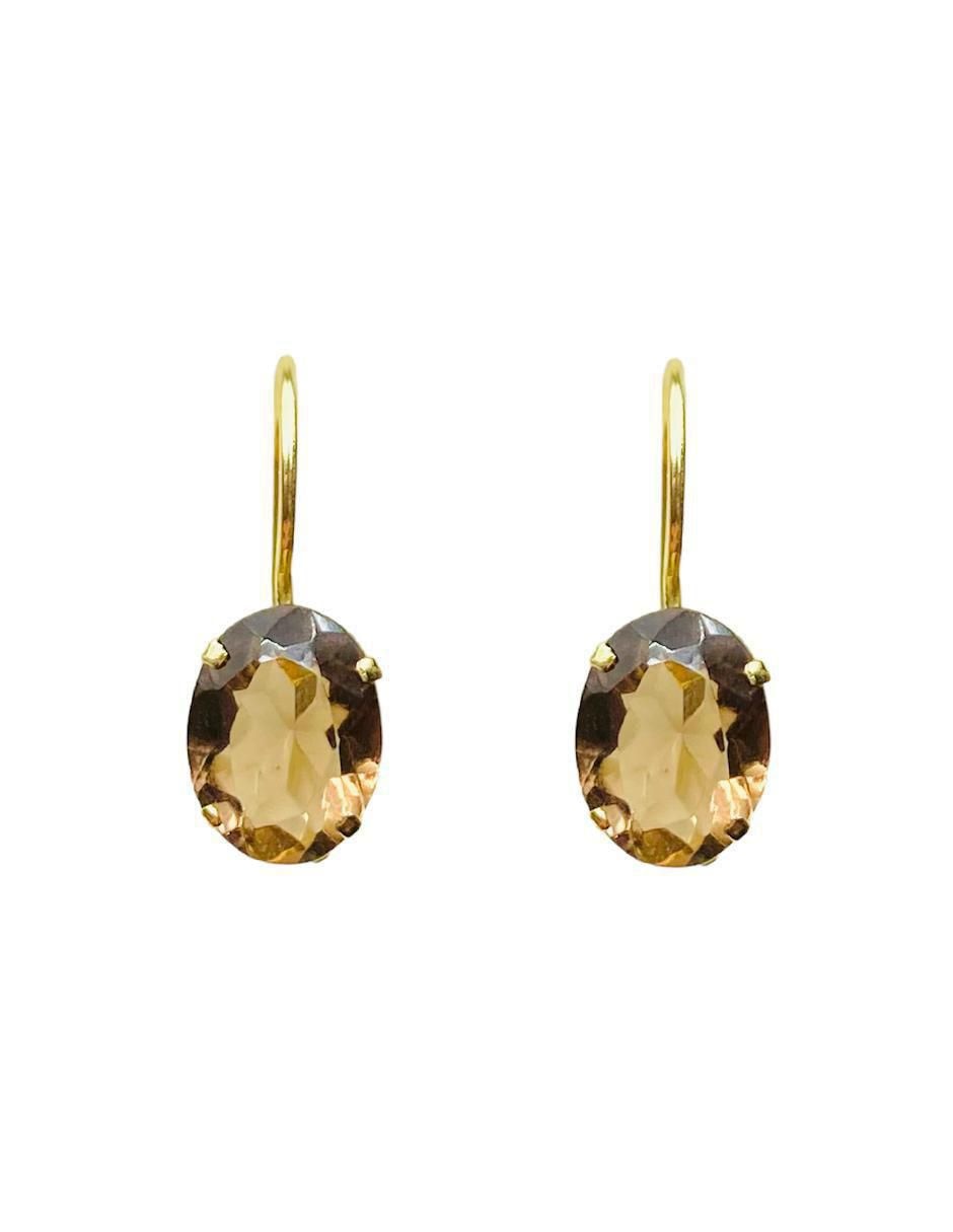 Aretes de óvalo de oro topacio