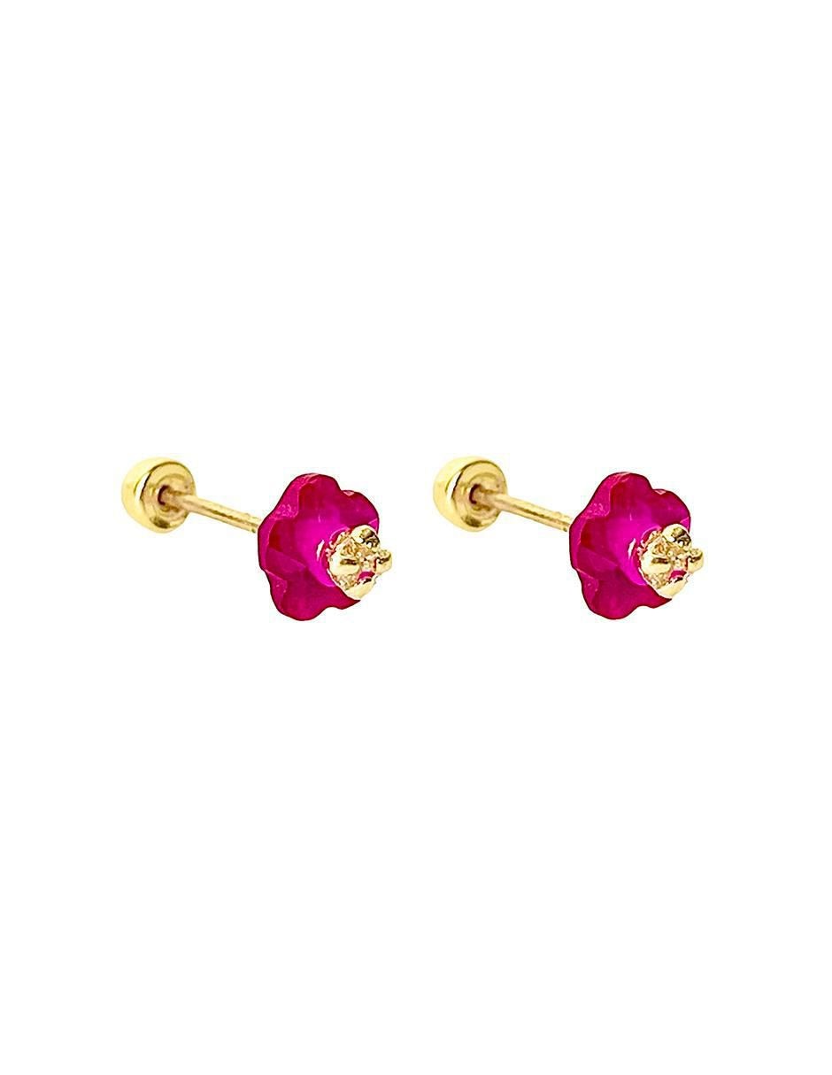 Broqueles de flor de oro zirconia 2