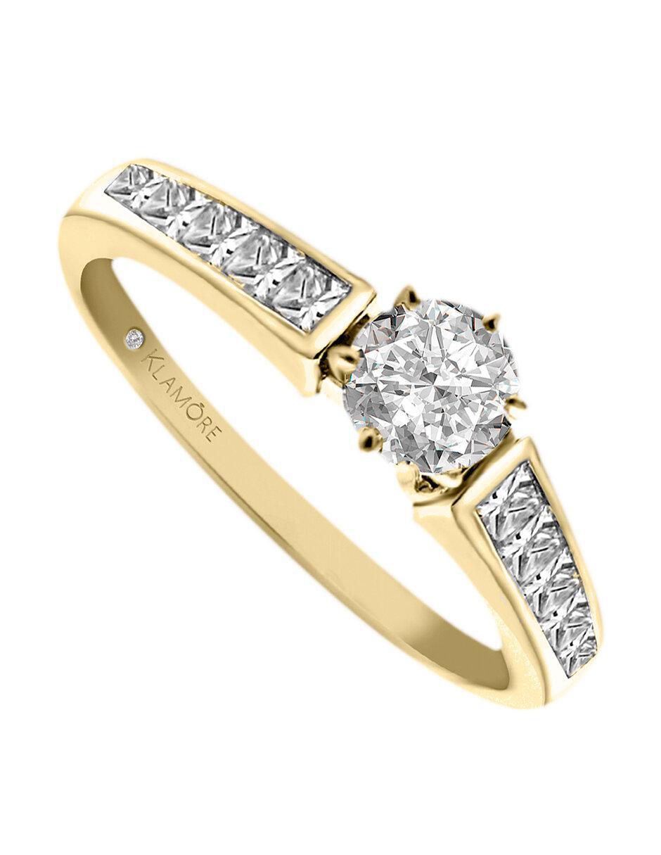 Solitario "de" oro 14 k klamore diamante