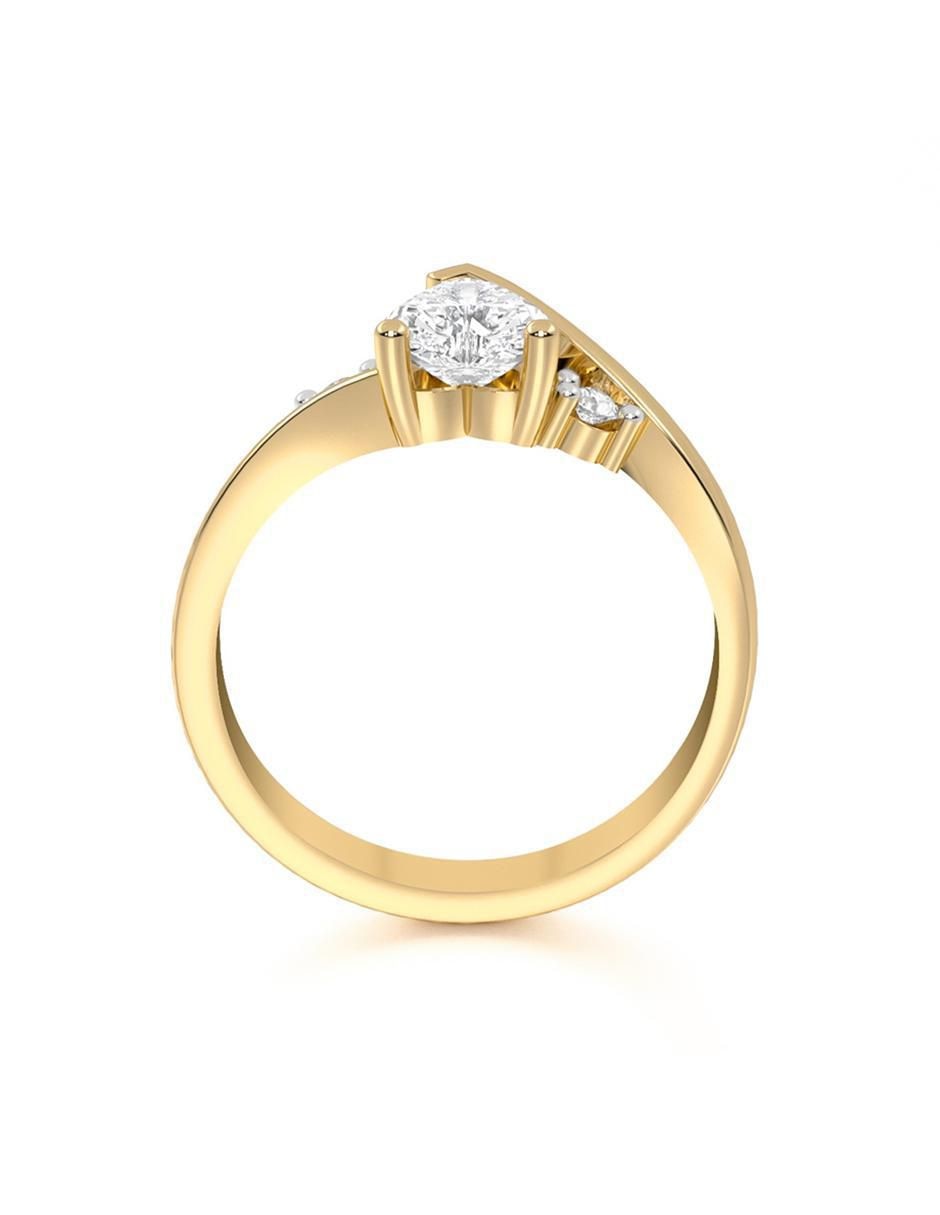 Anillo de compromiso "de" oro 14 k abba joyas sin familia zirconia
