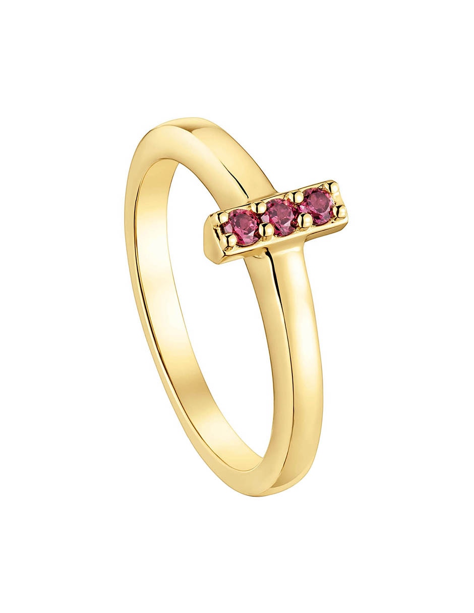 Anillo Basic Colors de plata P 925 rodolita con acabado baño de oro 2