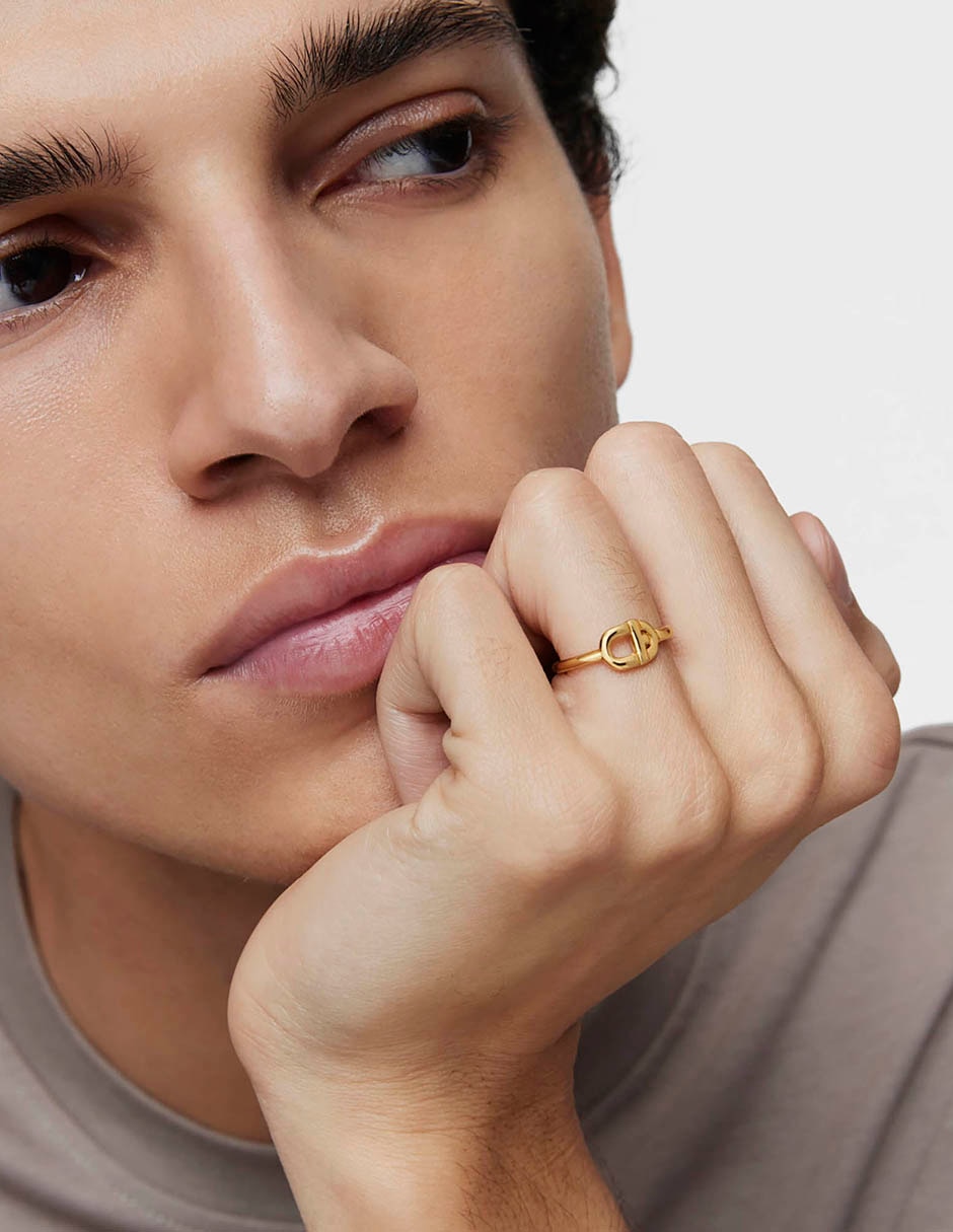 Anillo Manifesto de plata P 925 con acabado baño de oro 4