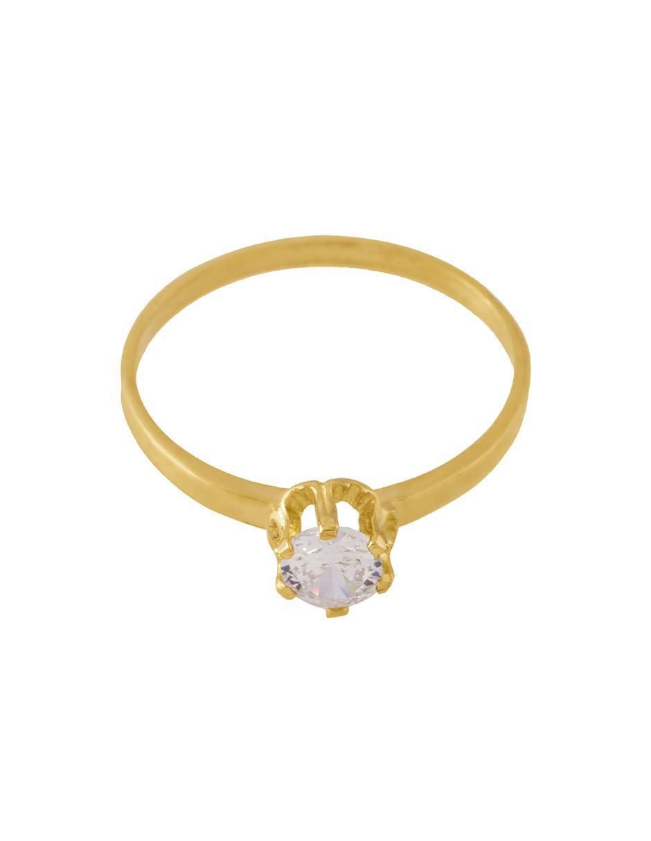 Anillo con gema 10 k de oro zirconia pulido