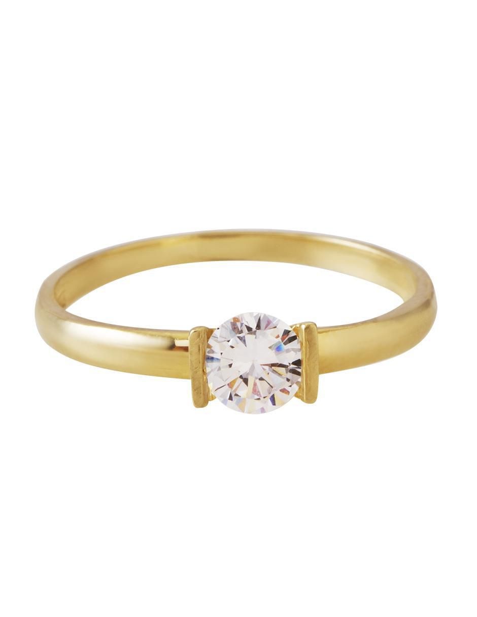 Anillo con gema 10 k de oro zirconia pulido