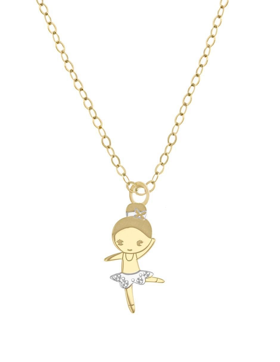 Colgante Y Dije de bailarina alina de oro amarillo 14 K